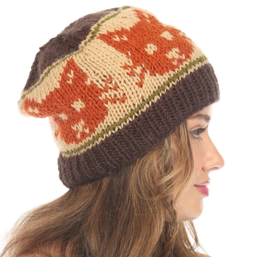 Lakhays Womens Cat Knit Intarsia 100% Wool Fleece Lined Slouchy Beanie Hat OS